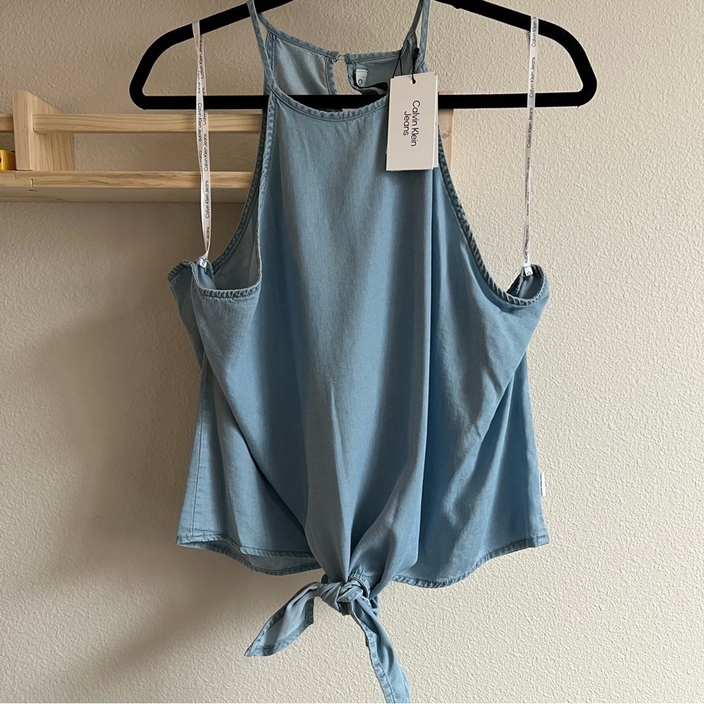 Calvin Klein Jeans Halter Denim waist tie . Size XL. NWT.